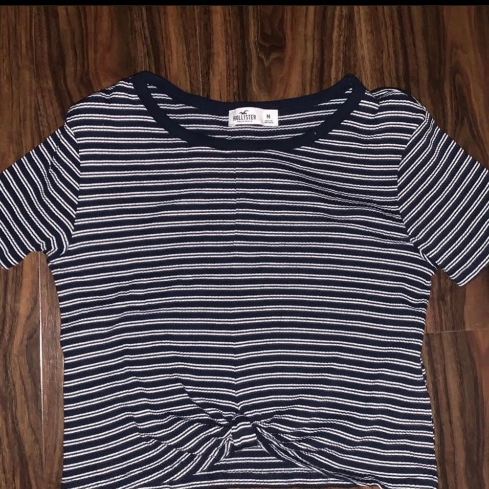 Navy blue and white striped crop top, it’s a size medium, from Hollister.